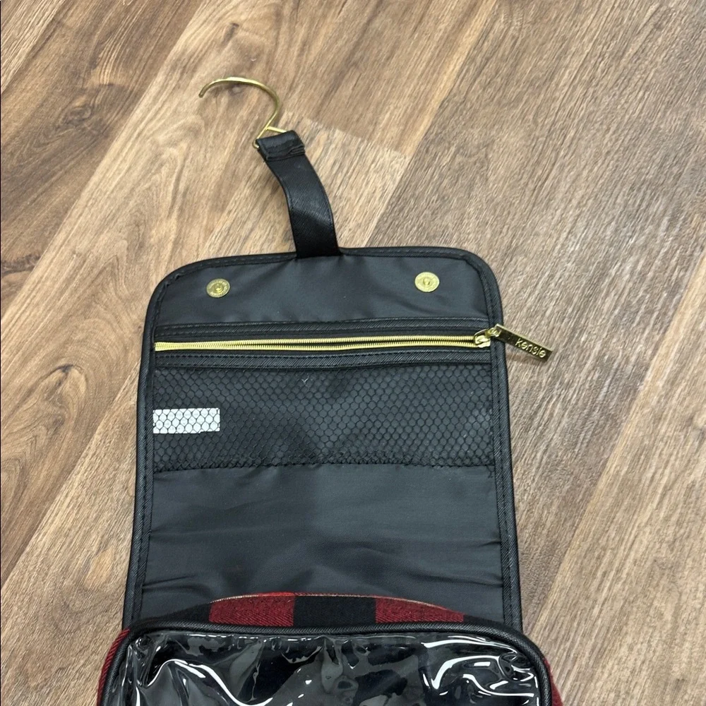 Kensie Red and Black Travel Makeup Plaid Bag